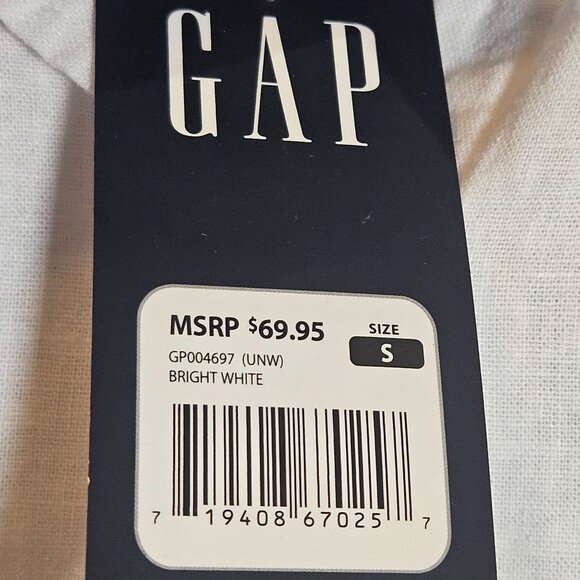 New Gap Women's Bright White Button-Up Shirt S Linen blend Capsule Beach top - Picture 3 of 15